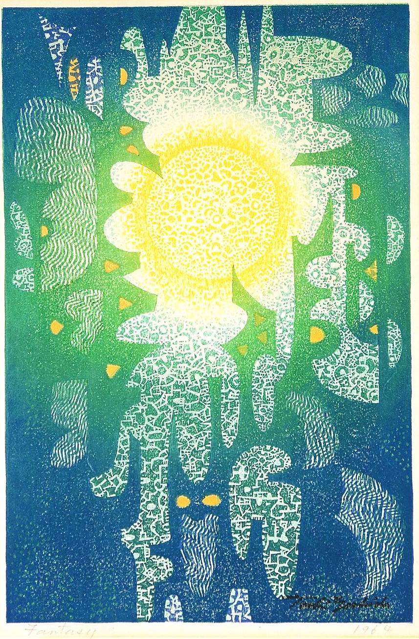Fantasy woodblock print