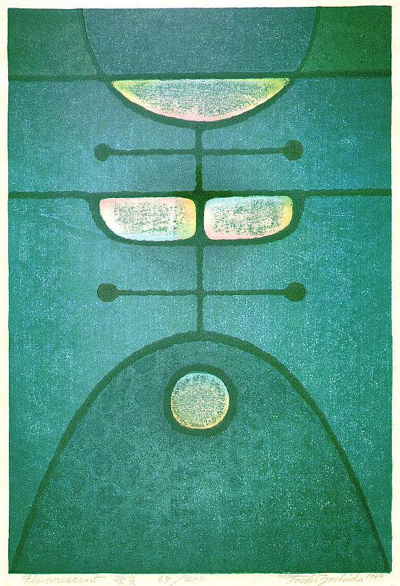 Fluorescent woodblock print