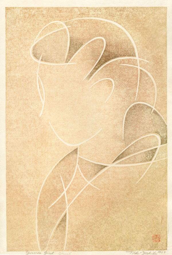 German Girl woodblock print