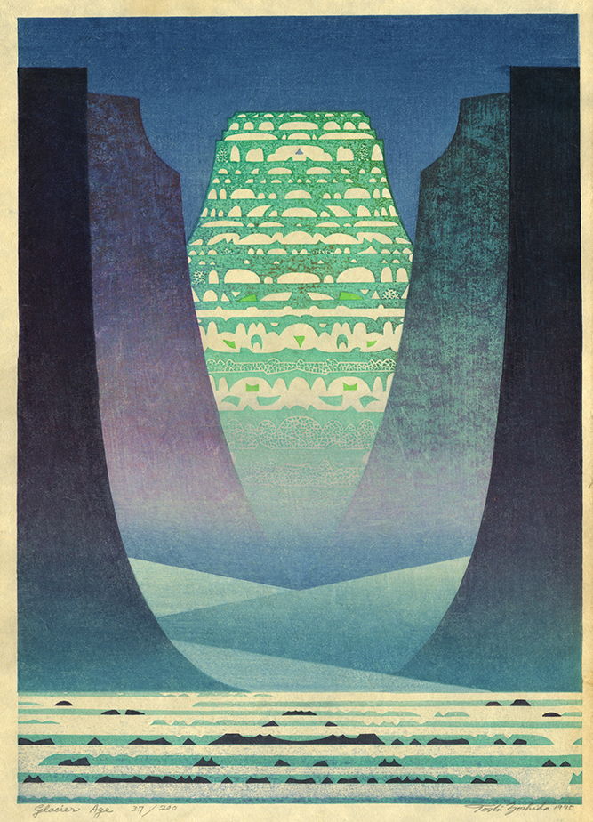 Toshi Yoshida “Glacier Age” 1975 woodblock print