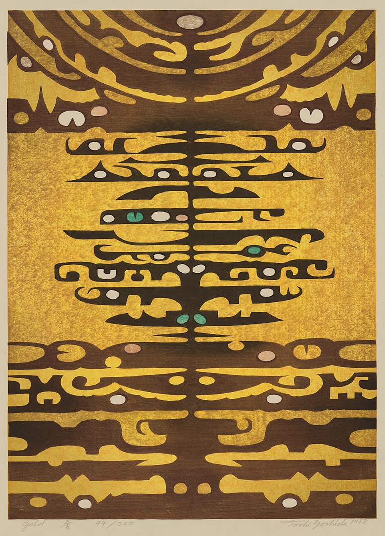 Gold woodblock print