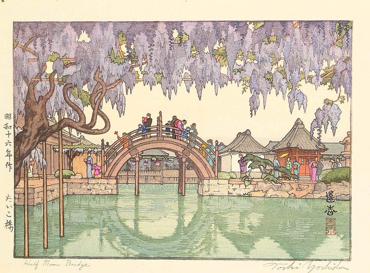 Half Moon Bridge woodblock print