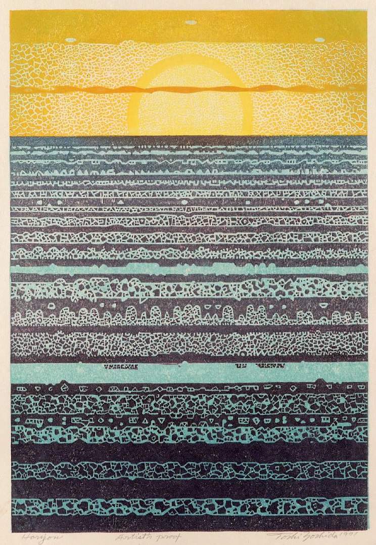 Horizon woodblock print