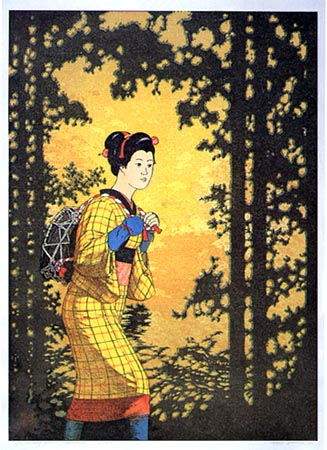 Izu Dancing Girl woodblock print