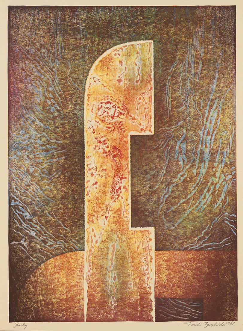July woodblock print