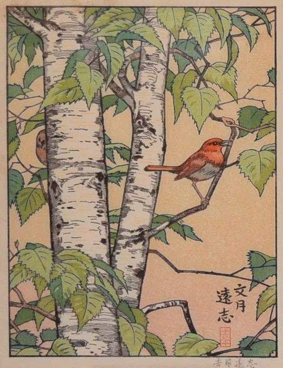 July woodblock print