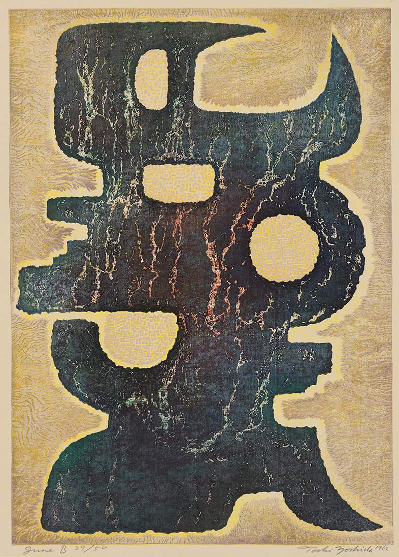 June B woodblock print