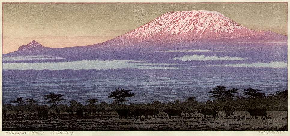 Kilimanjaro, Morning woodblock print