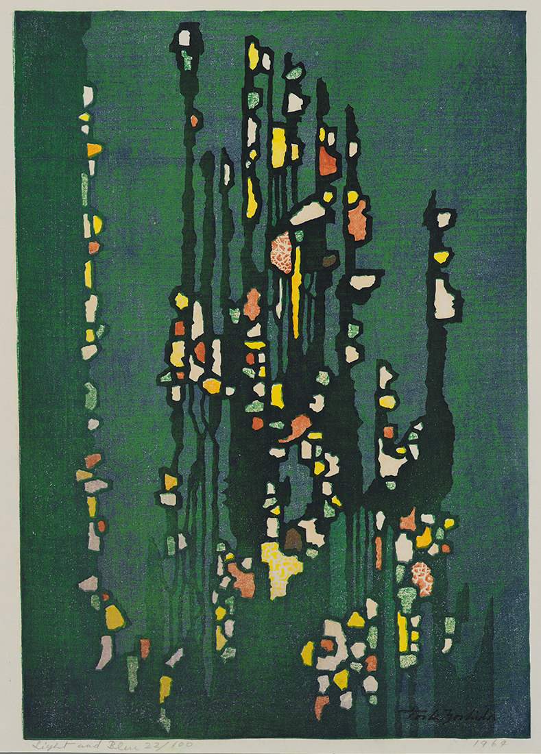 Light and Blue woodblock print