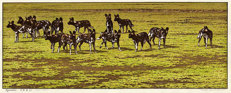 Lycaon woodblock print