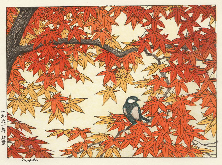 Toshi Yoshida “Maple” 1991 woodblock print