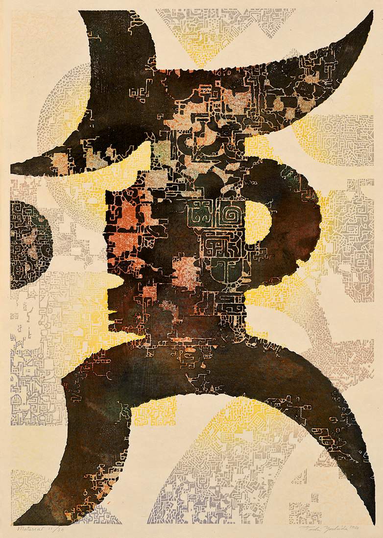 Material woodblock print