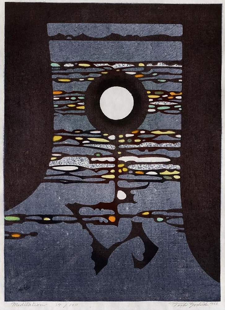 Meditation woodblock print