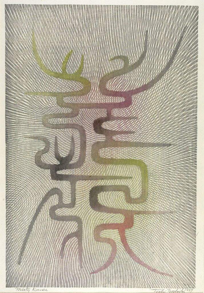 Misty Dance woodblock print