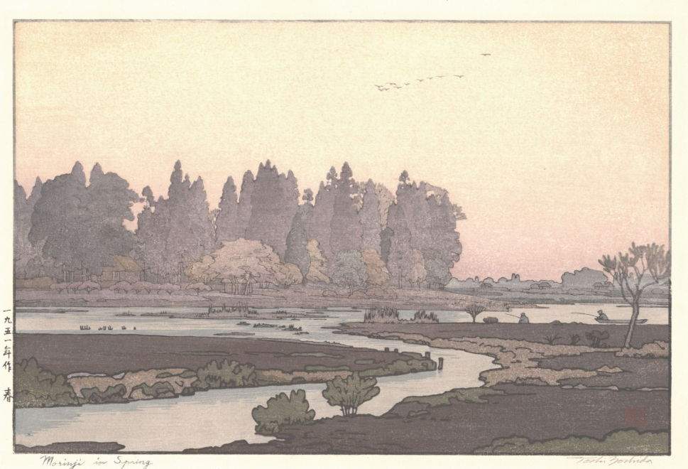 Morinji in Spring woodblock print