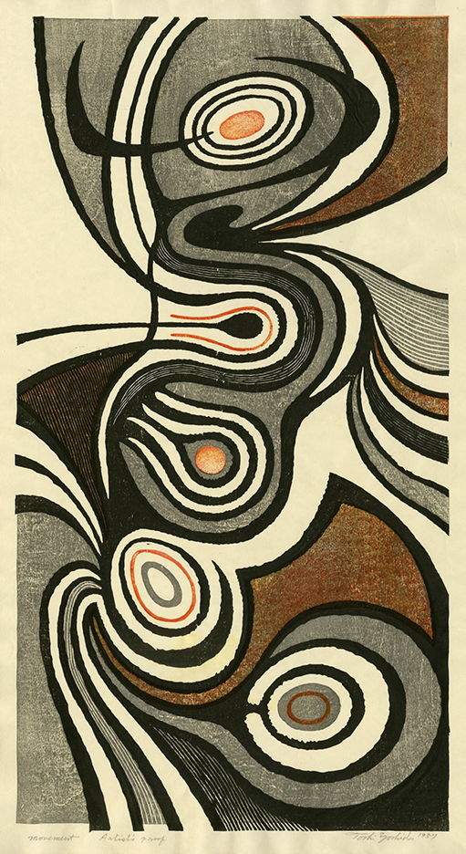 Movement woodblock print