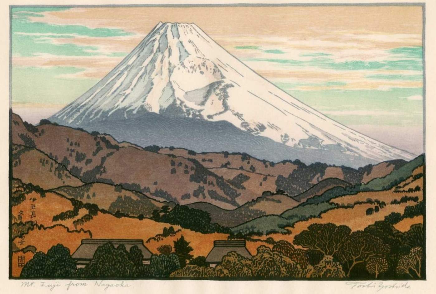 Mt. Fuji from Nagaoka, Cloud woodblock print