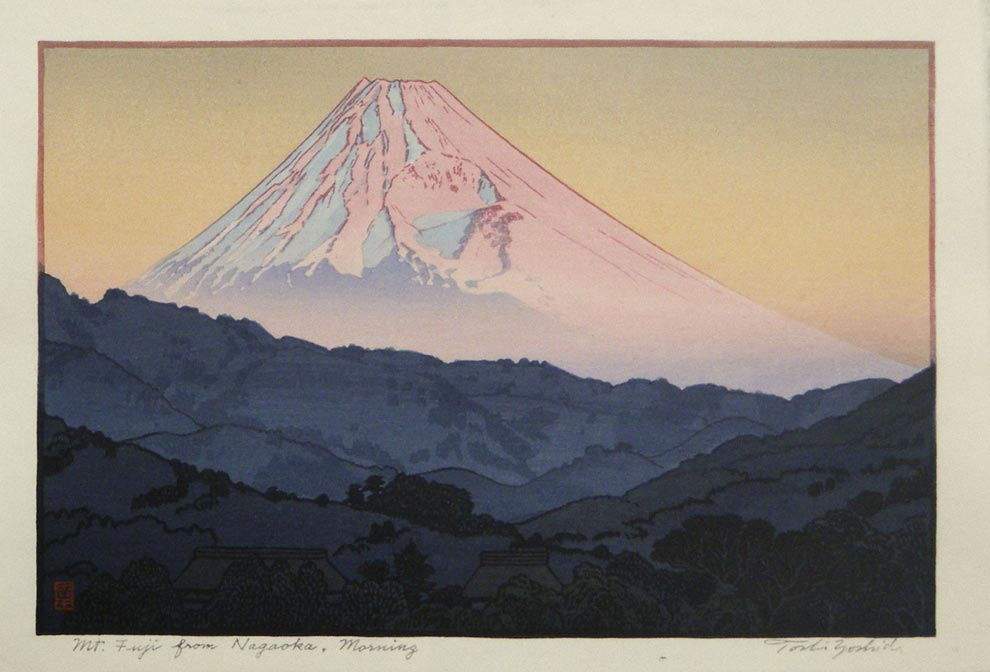 Mt. Fuji from Nagaoka, Morning woodblock print