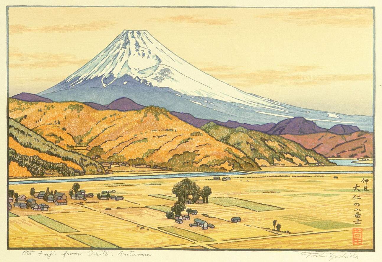 Mt. Fuji from Ohito, Autumn woodblock print