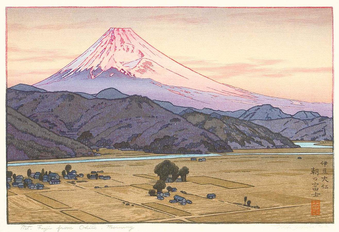 Mt. Fuji from Ohito, Morning woodblock print