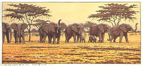 One Day in East Africa No. 1 woodblock print