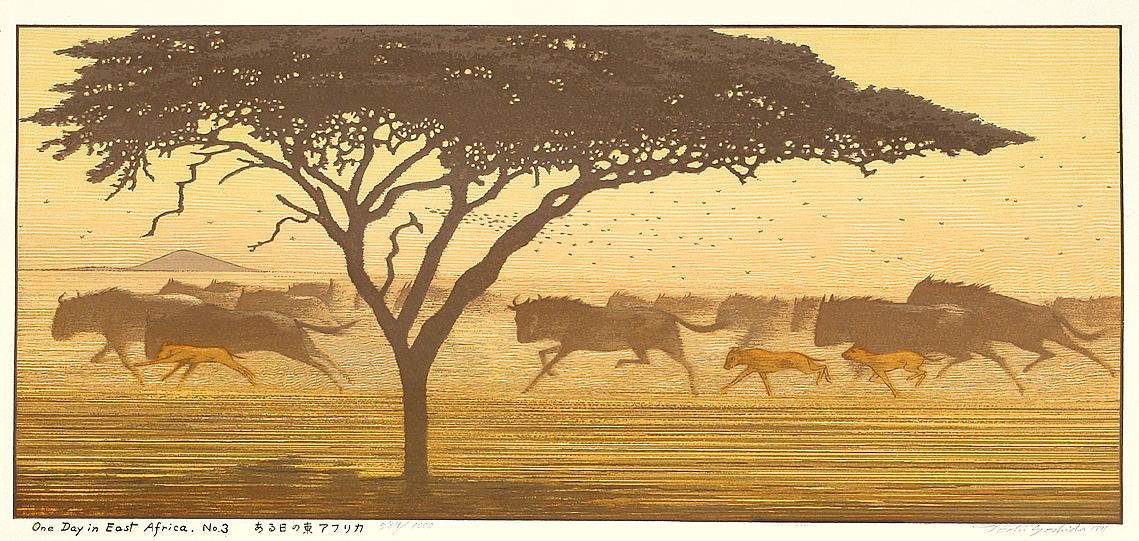 One Day in East Africa No. 3 woodblock print