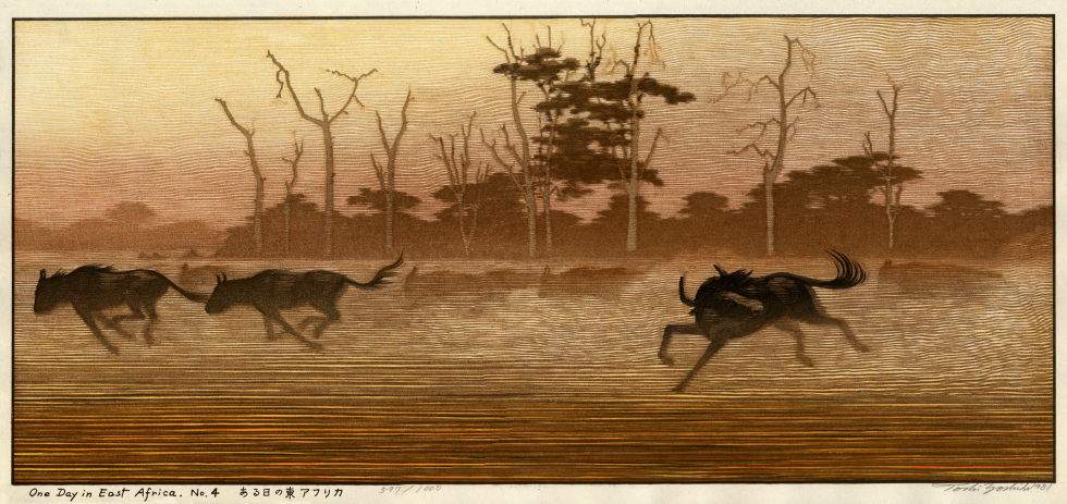 One Day in East Africa No. 4 woodblock print