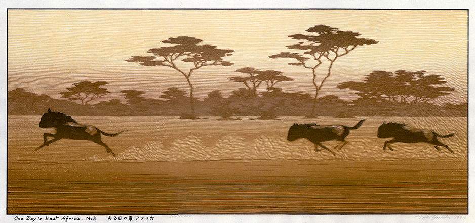 One Day in East Africa No. 5 woodblock print
