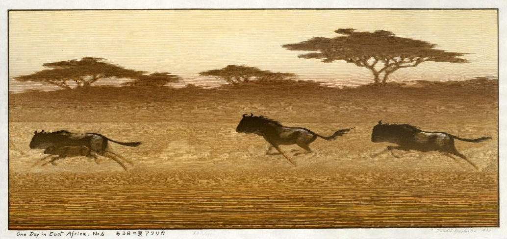 One Day in East Africa No. 6 woodblock print