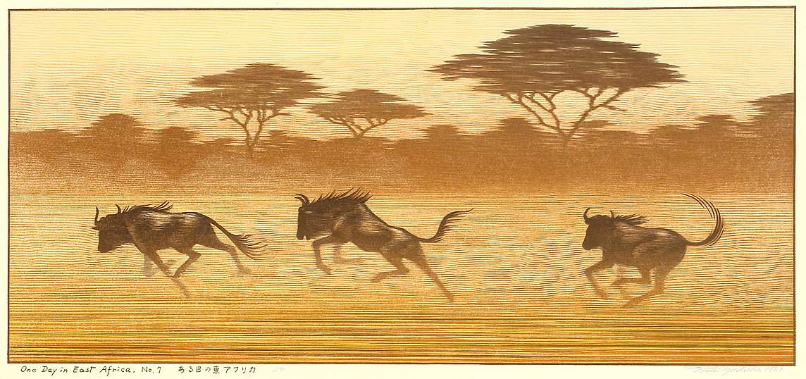 One Day in East Africa No. 7 woodblock print