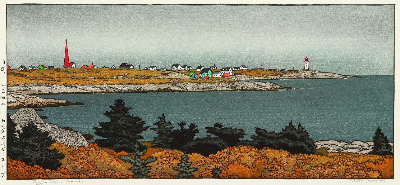 Peggy's Cove, Canada woodblock print
