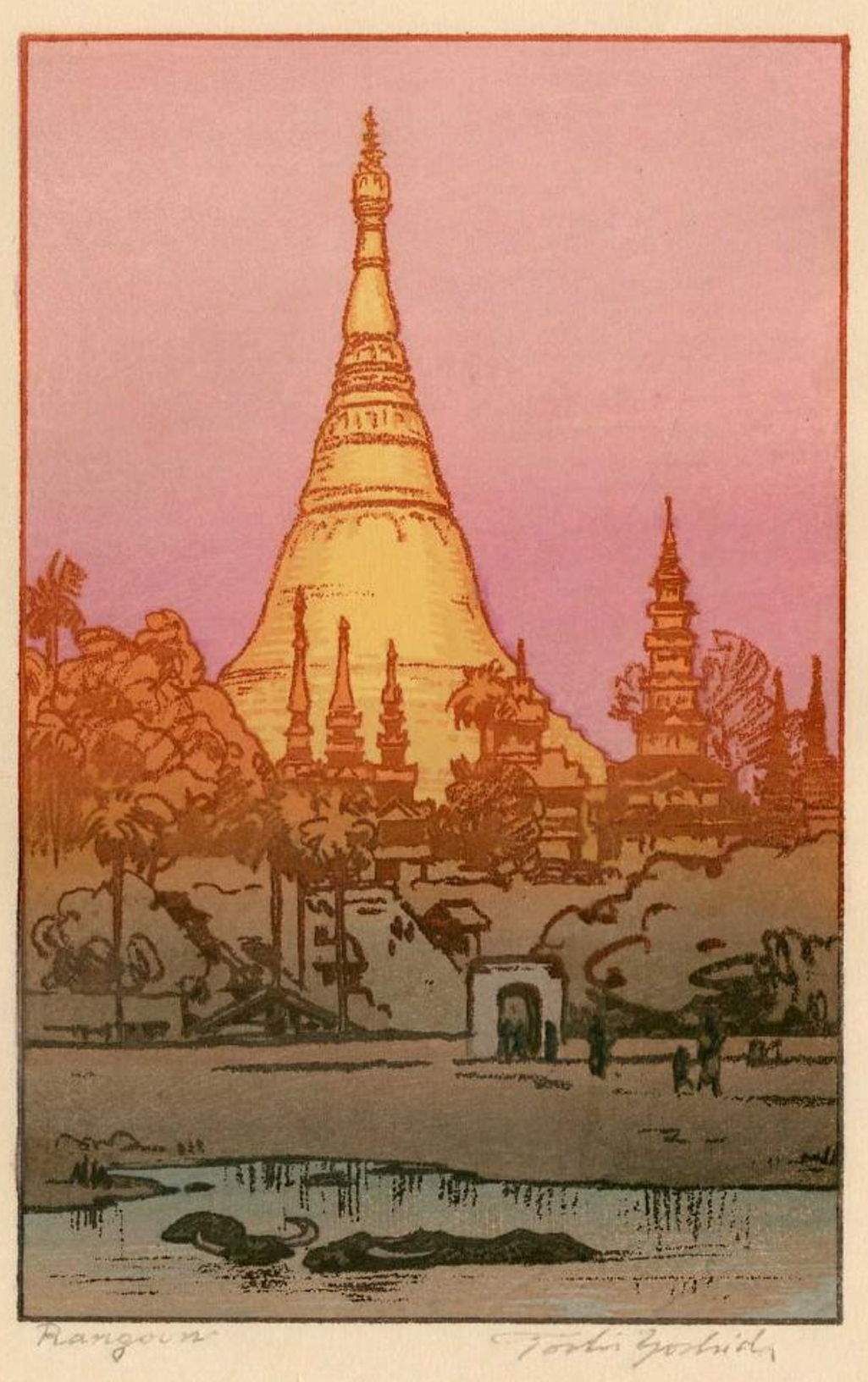 Rangoon woodblock print