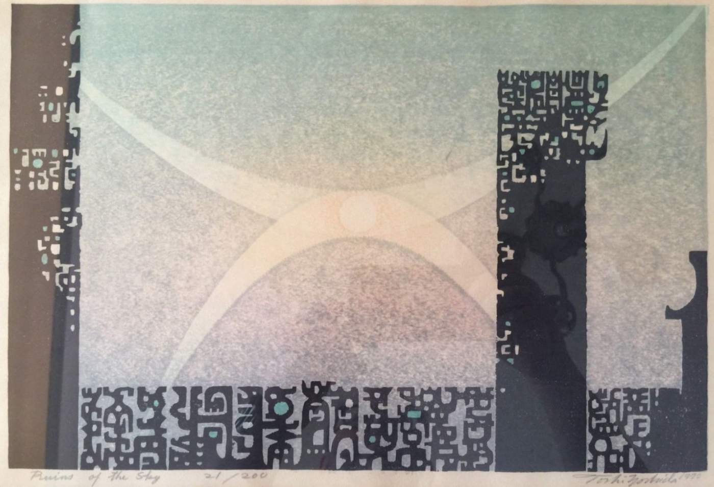 Ruins of the Sky woodblock print