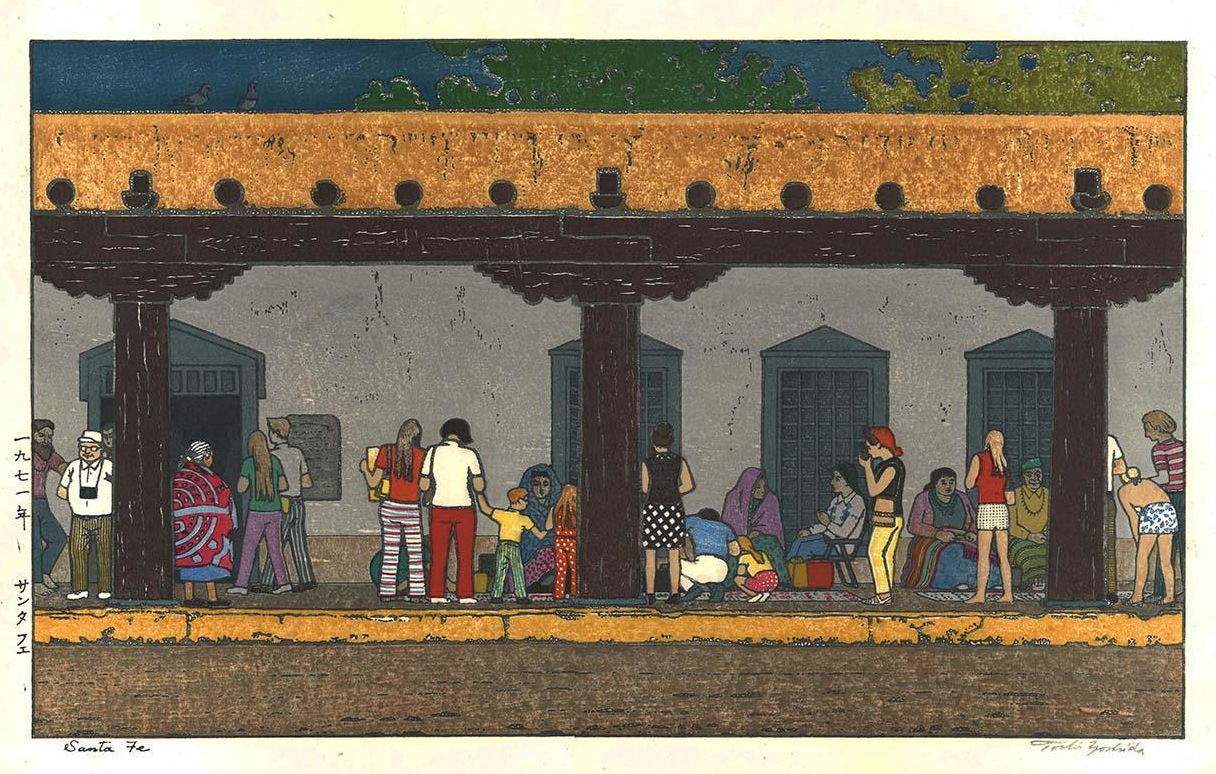 Santa Fe woodblock print