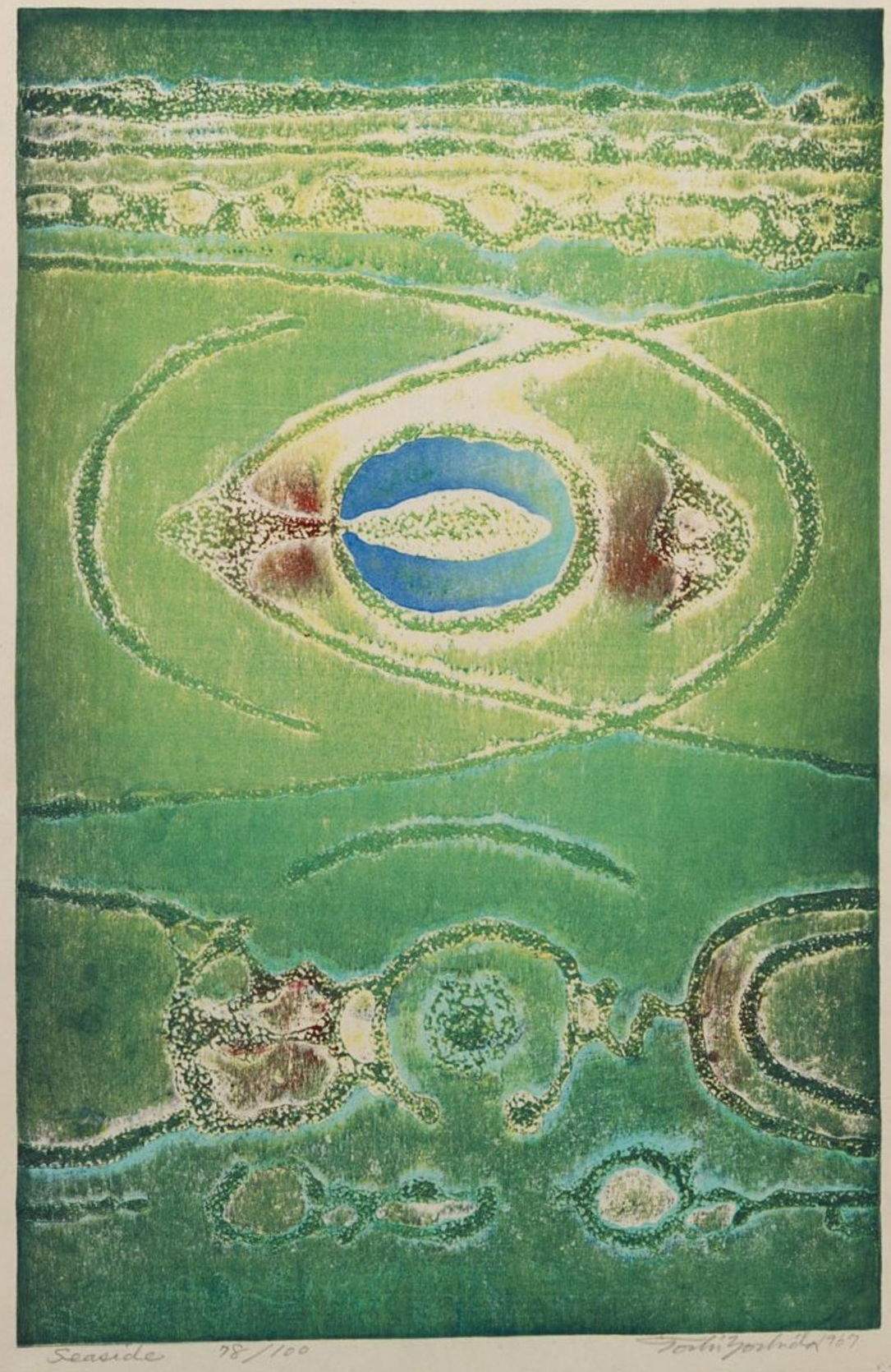 Seaside woodblock print