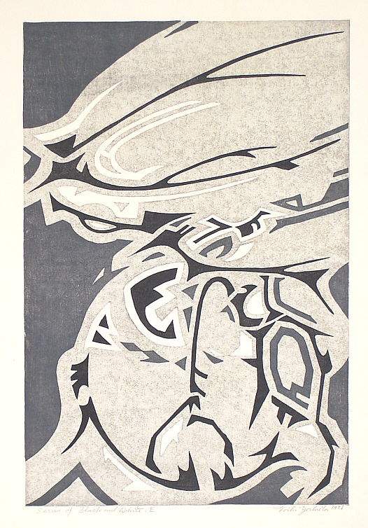 Series of Black and White, E woodblock print