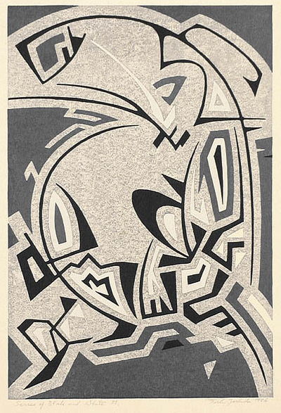 Toshi Yoshida “Series of Black and White H” 1956 woodblock print
