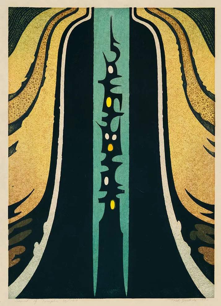 Sound of Temple woodblock print
