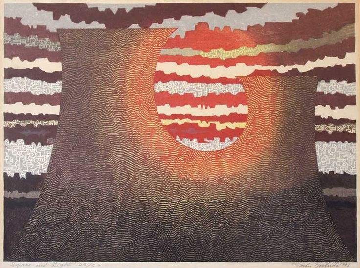 Space and Light woodblock print