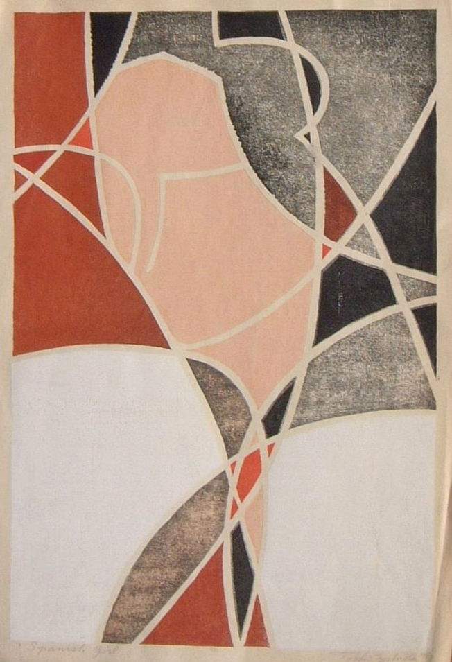 Spanish Girl woodblock print