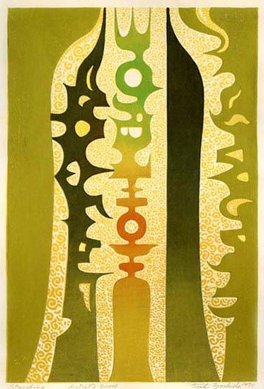 Toshi Yoshida “Standing” 1970 woodblock print