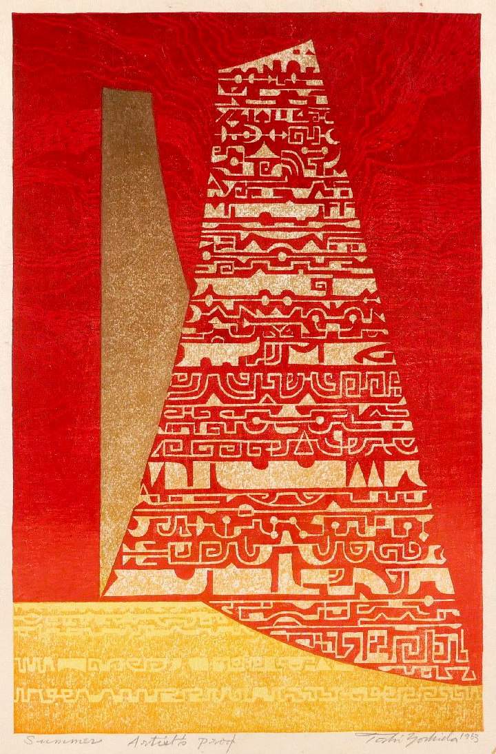 Summer woodblock print