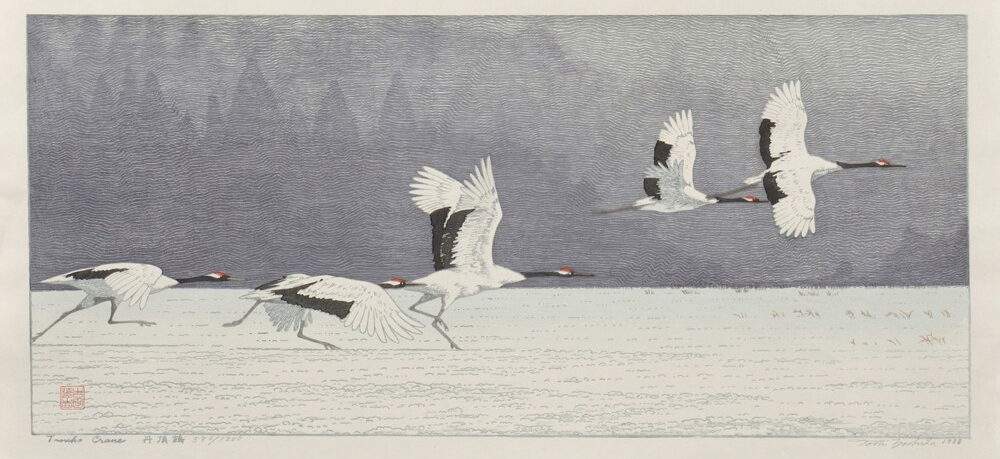 Tancho Crane woodblock print