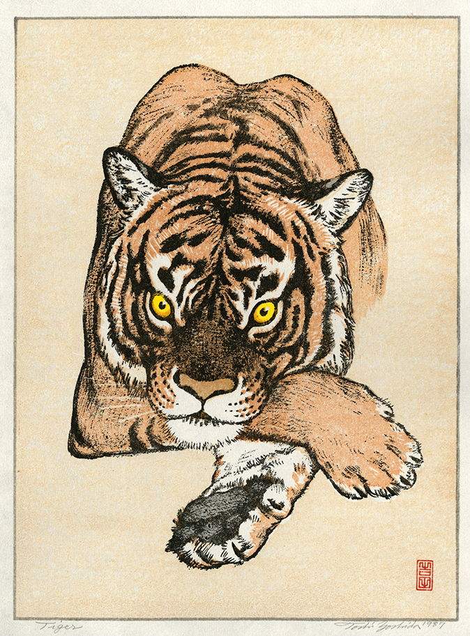 Tiger woodblock print