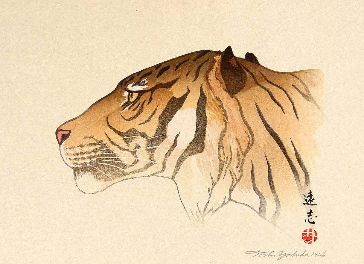 Tiger woodblock print