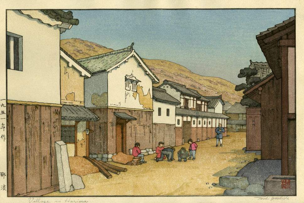 Village in Harima woodblock print