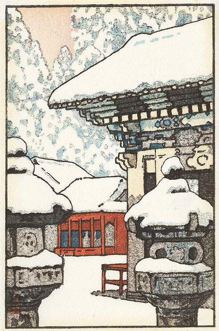 Winter Garden woodblock print