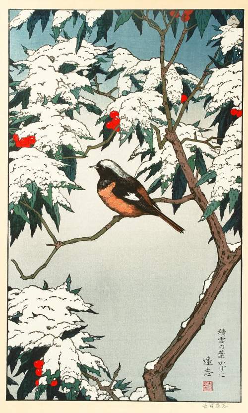 Toshi Yoshida - Winter (Sitting Under Snow-covered Leaves) thumbnail